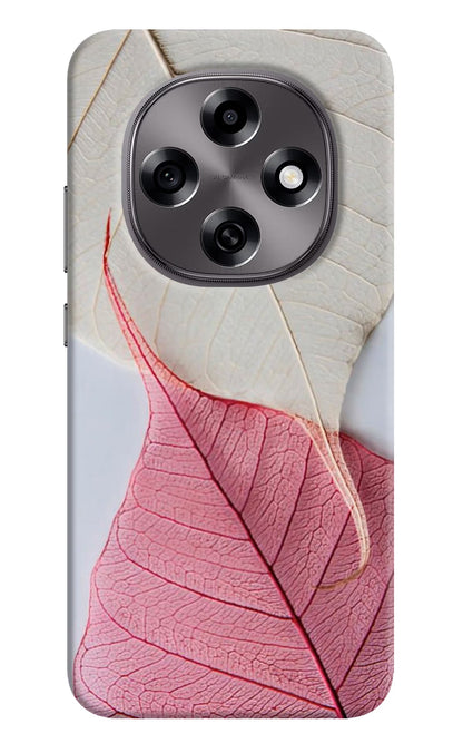 White Pink Leaf Oppo F31 Pro 5G Back Cover