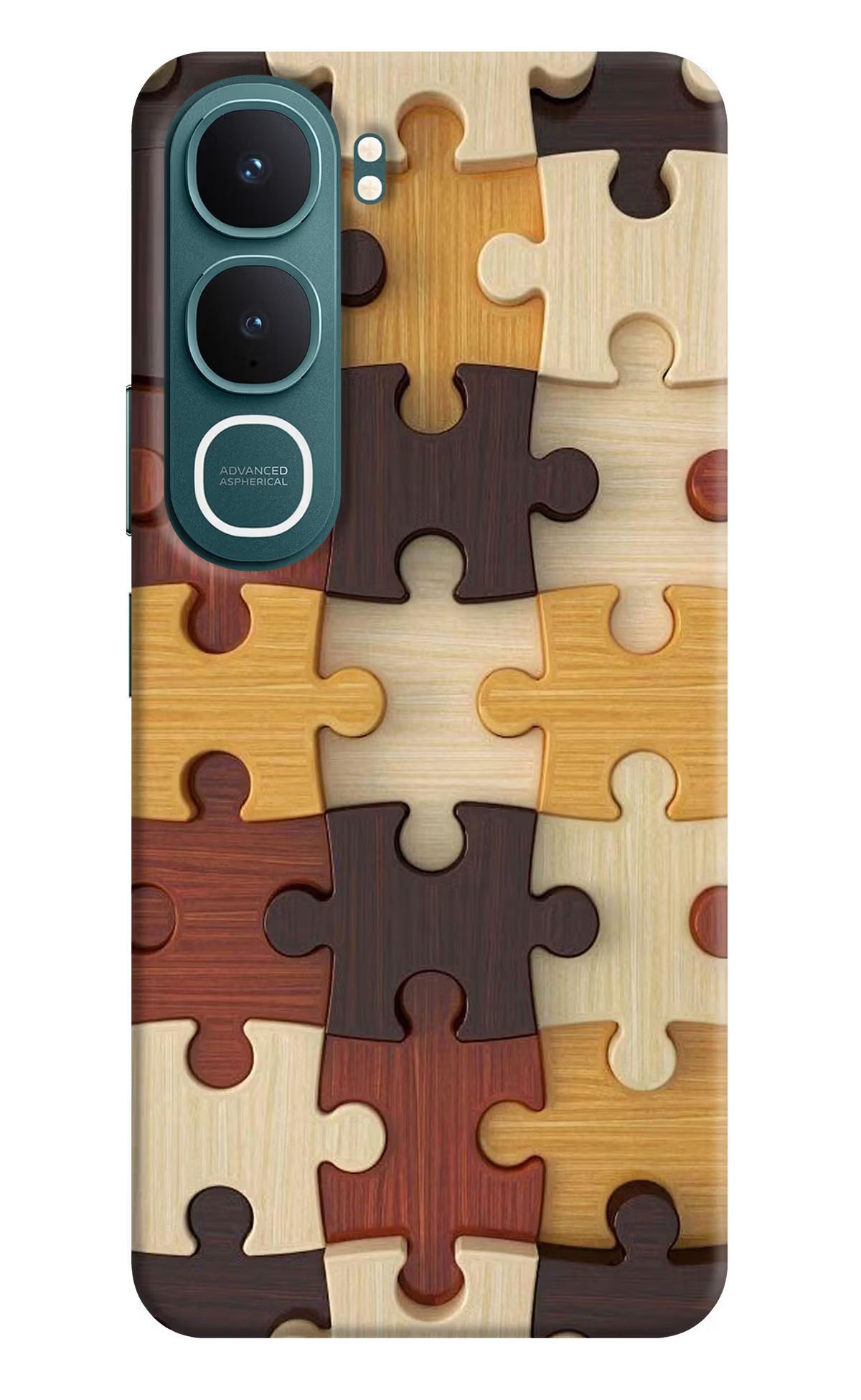 Wooden Puzzle Vivo Y31 5G Back Cover Hard Case - Hello Swanky