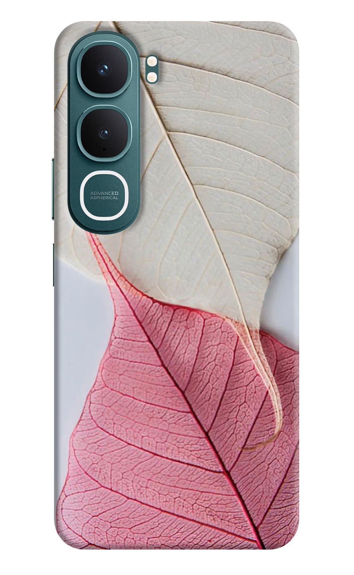 White Pink Leaf Vivo Y31 5G Back Cover Hard Case - Hello Swanky