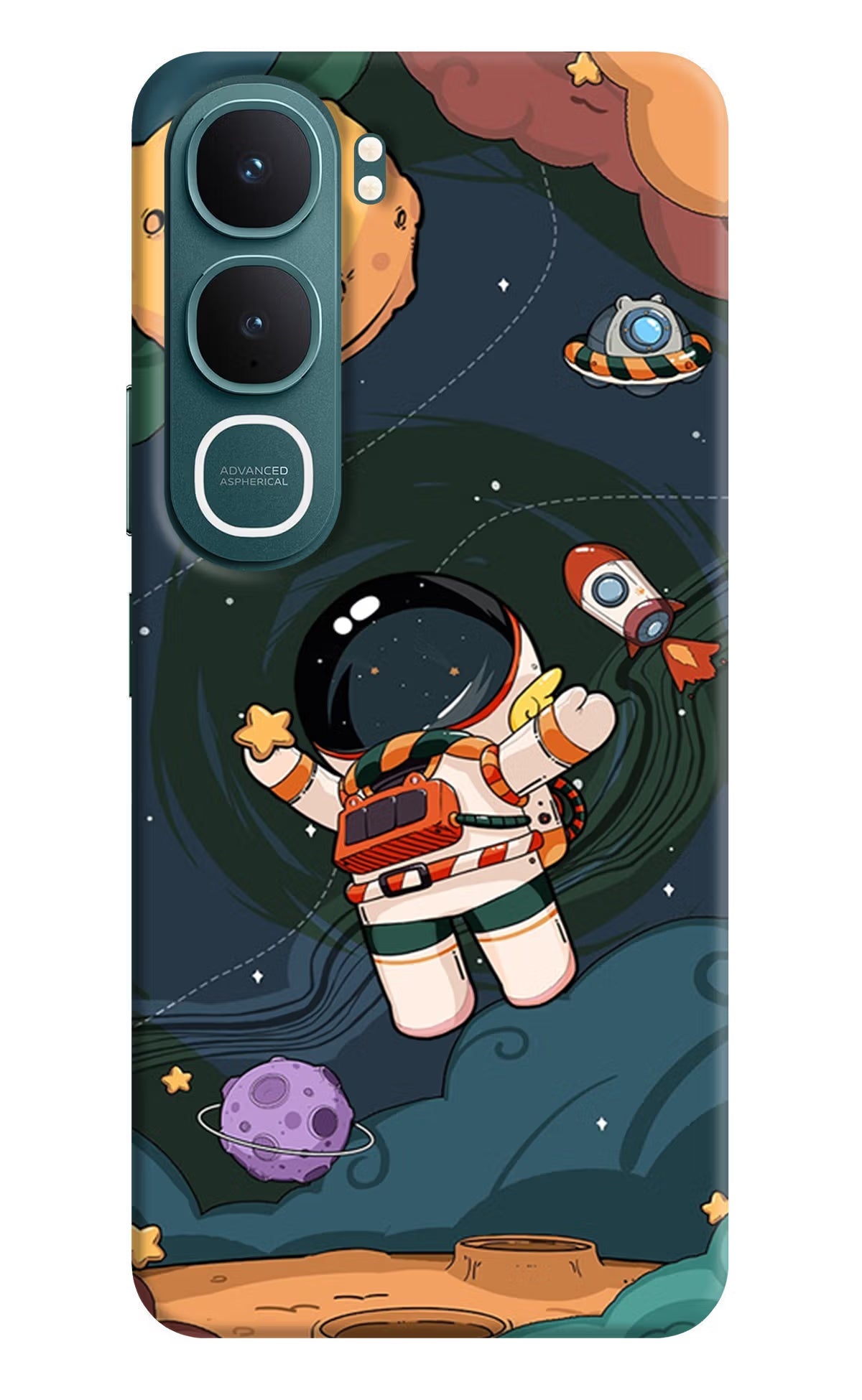 Cartoon Astronaut Vivo Y31 5G Back Cover Hard Case - Hello Swanky