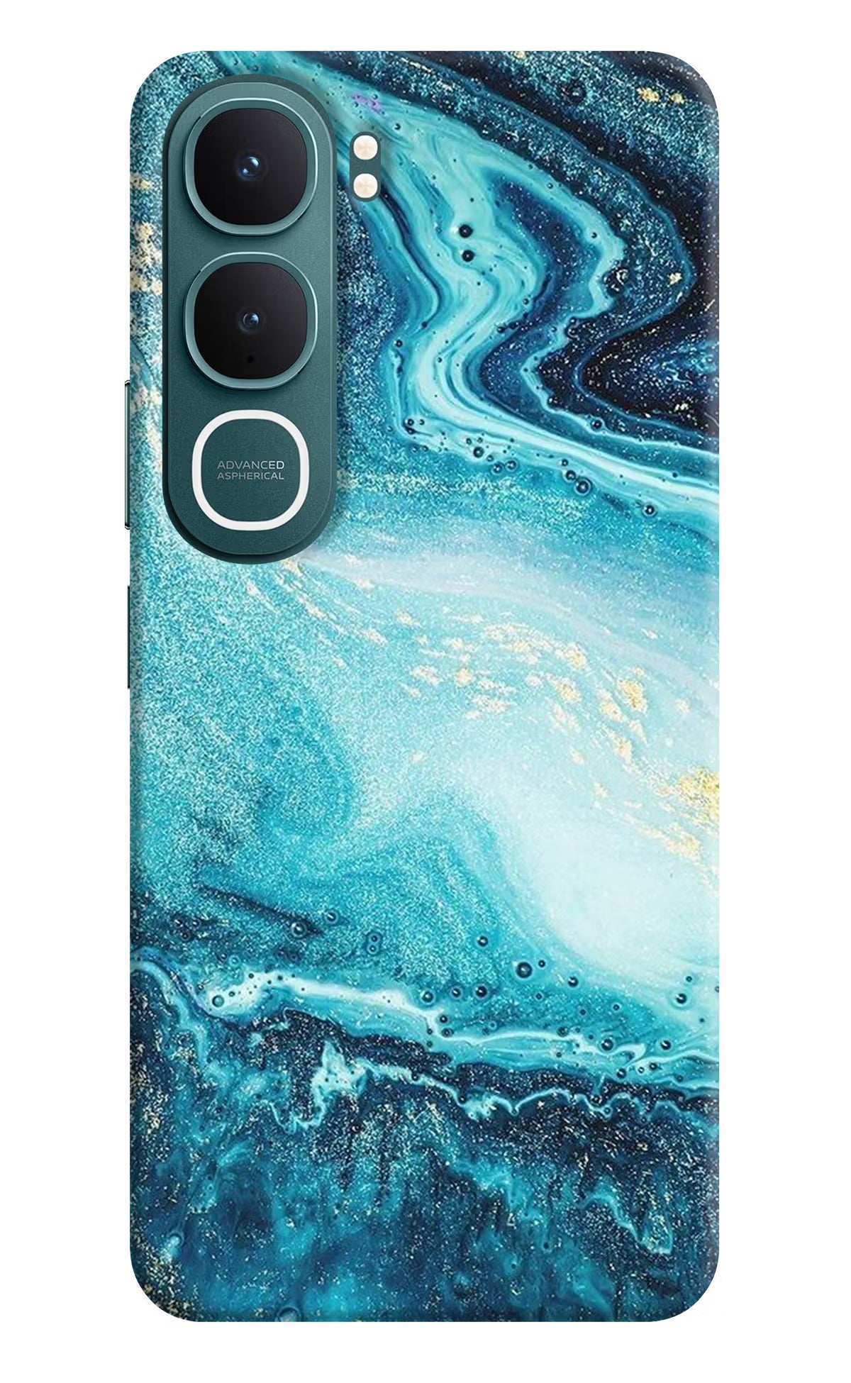 Blue Glitter Marble Vivo Y31 5G Back Cover Hard Case - Hello Swanky
