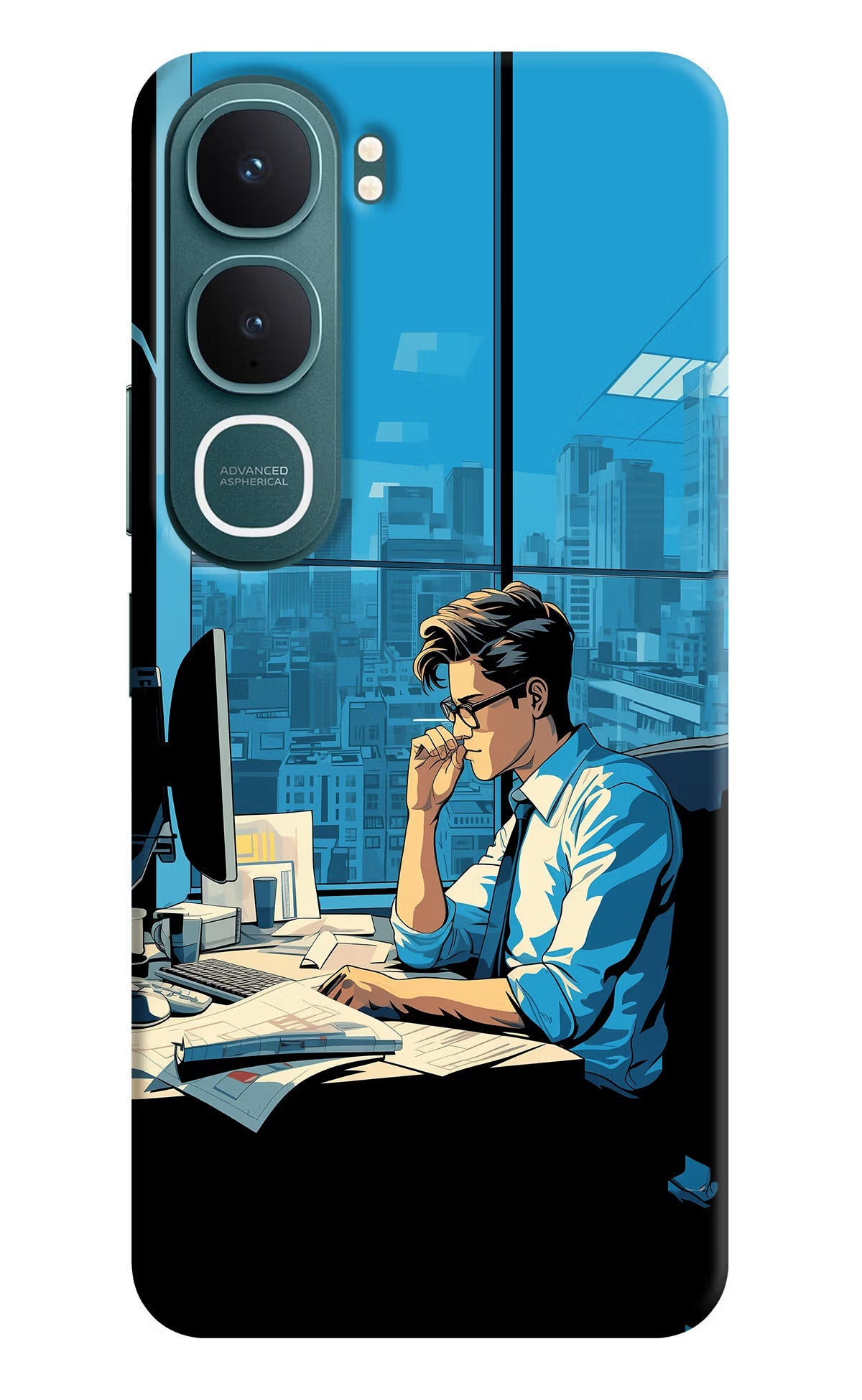 Focused Hustler (AI Generated) Vivo Y31 5G Back Cover Hard Case - Hello Swanky