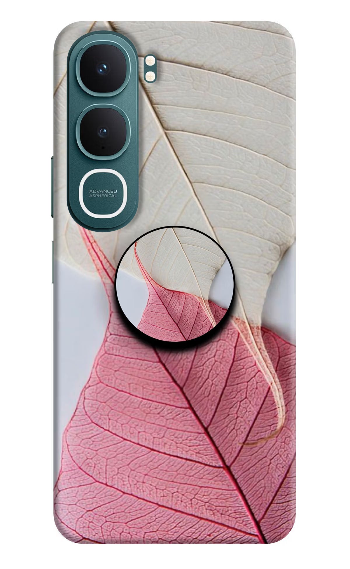 White Pink Leaf Vivo Y31 5G Pop Case - Hello Swanky
