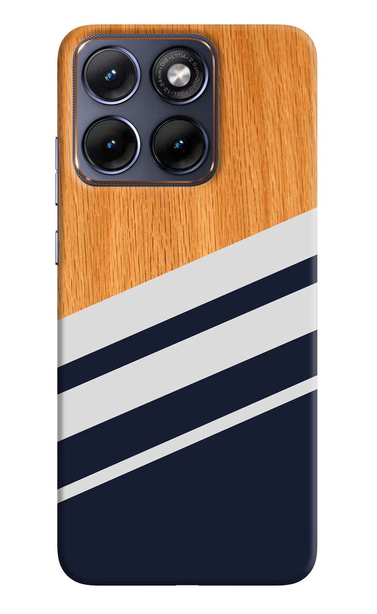Blue and White Wooden Moto Edge 70 Fusion Back Cover Hard Case - Hello Swanky
