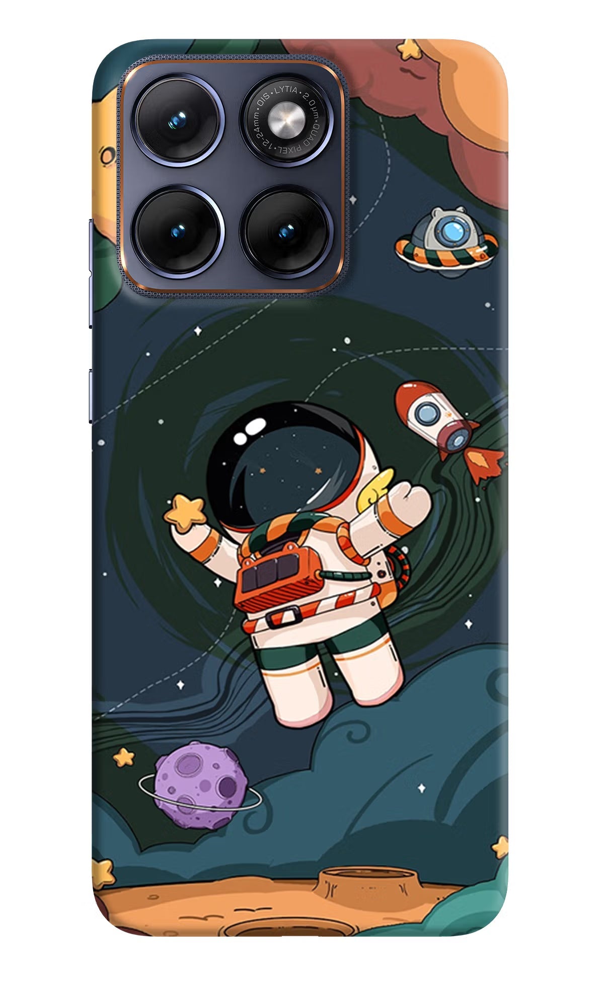 Cartoon Astronaut Moto Edge 70 Fusion Back Cover Hard Case - Hello Swanky