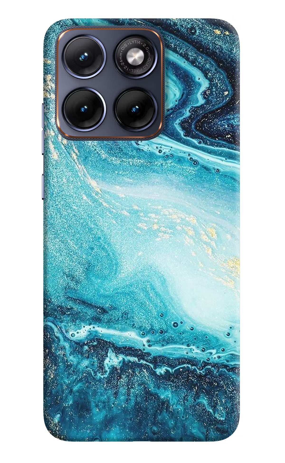 Blue Glitter Marble Moto Edge 70 Fusion Back Cover Hard Case - Hello Swanky