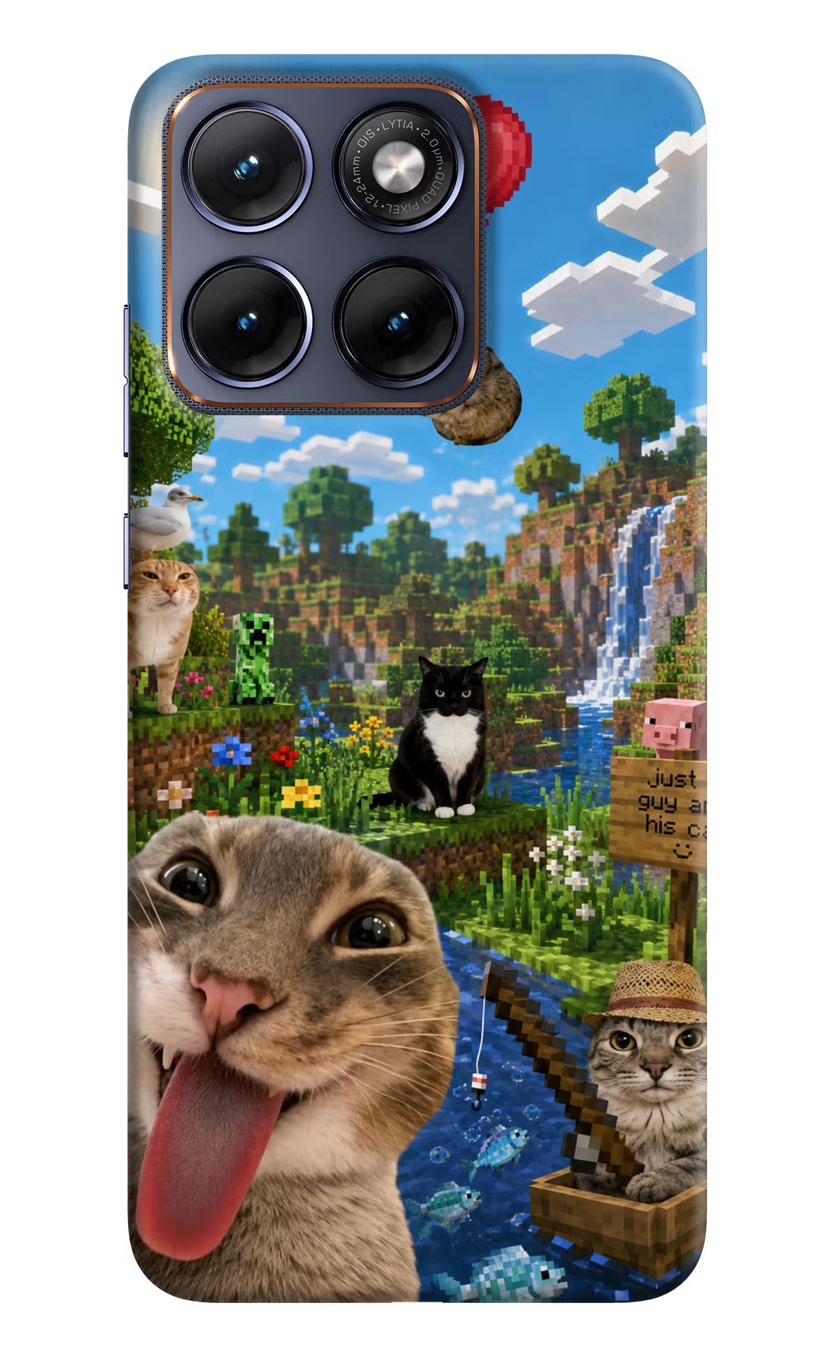 Minecraft Cat Chaos Moto Edge 70 Fusion Back Cover Hard Case - Hello Swanky