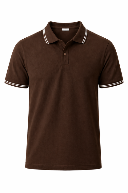 Bulk Unisex Coffee Brown Polyester Polo T-Shirt Durable & Soft