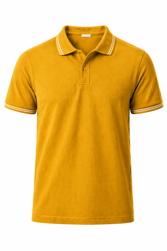 Bulk Unisex Mustard Yellow Polyester Polo T-Shirt Durable