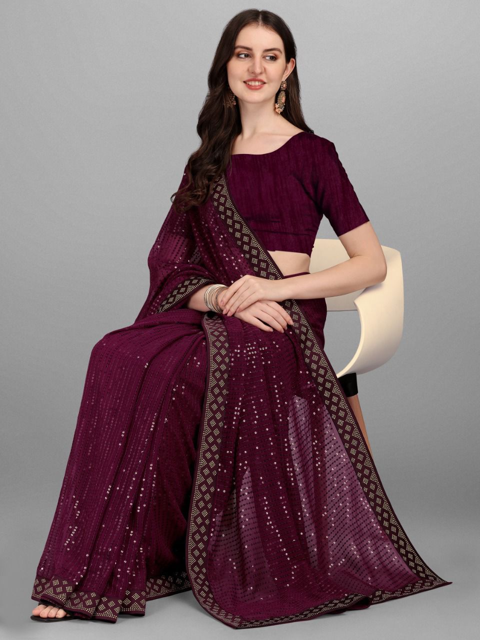 Designer Party Wear Sequence Saree