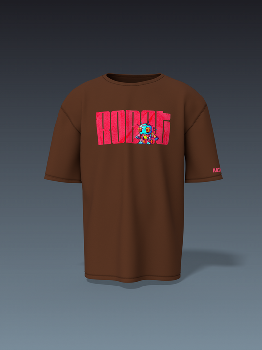 Mini Robot Brown Unisex Oversized Special Edition Tee Shirt