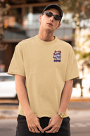 Deadly Snake Half Sleeve Beige Oversized T-Shirt for Men by Hello Swanky