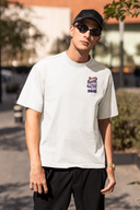 Deadly Snake Half Sleeve White Oversized T-Shirt for Men by Hello Swanky