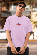 Jurassic Half Sleeve Lavender Oversized T-Shirt for Men by Hello Swanky