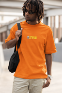 Let's Play Half Sleeve Orange Oversized T-Shirt for Men by Hello Swanky