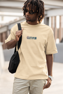 Let's Play Half Sleeve Beige Oversized T-Shirt for Men by Hello Swanky