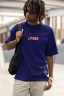 Loser Half Sleeve Navy Blue Oversized T-Shirt for Men by Hello Swanky