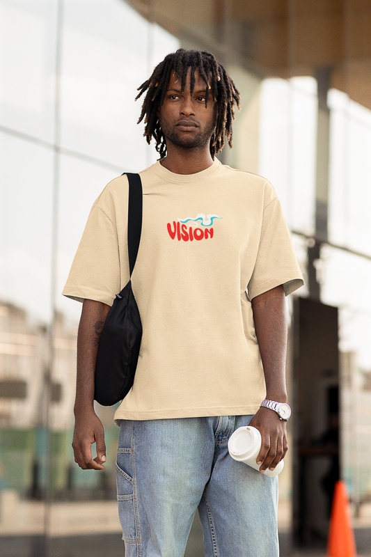 Visionary unisex beige oversized t-shirt - s