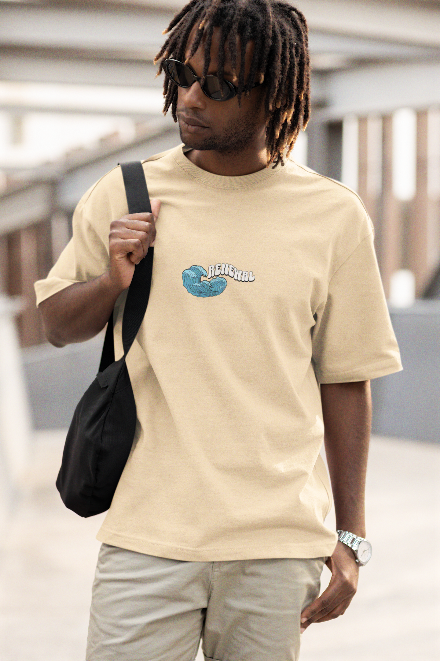 Waves bring renewal unisex beige oversized t-shirt - s