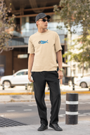 Drake Ocean Half Sleeve Beige Oversized T-Shirt for Men by Hello Swanky