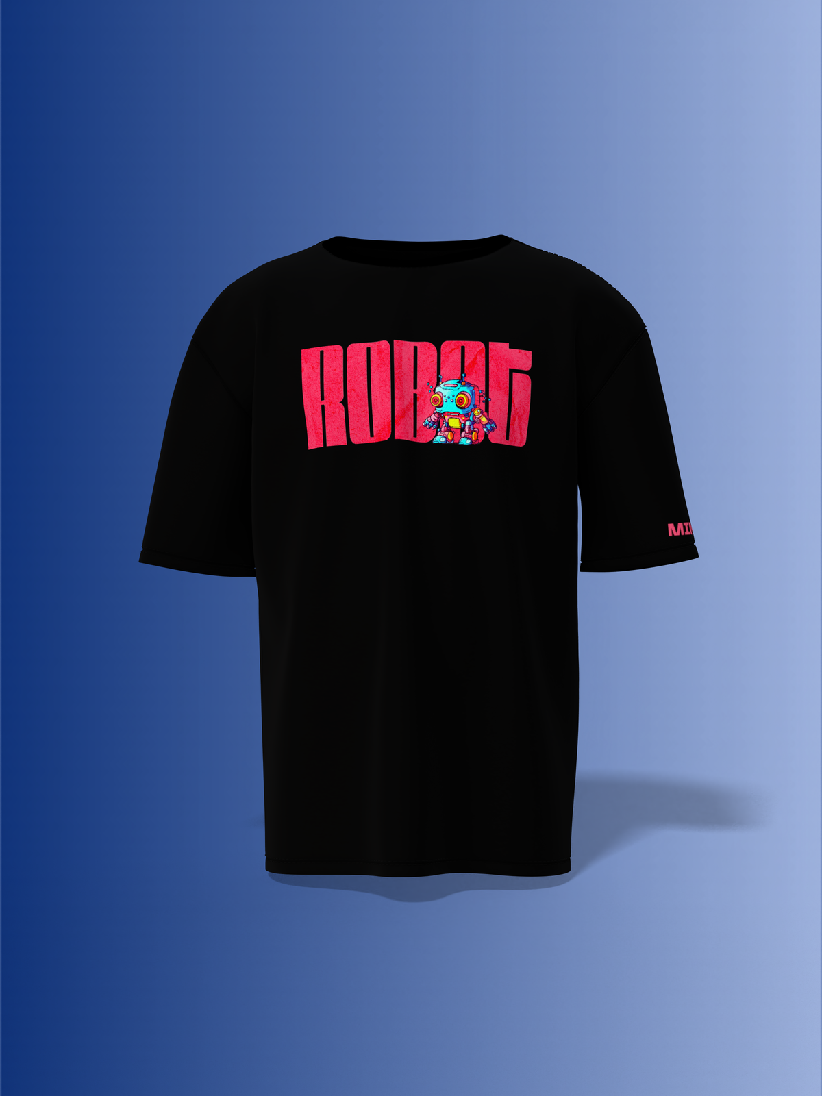 Mini Robot Black Unisex Oversized Special Edition Tee Shirt