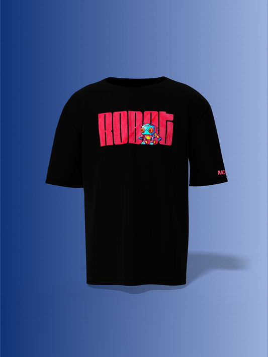 Mini Robot Black Unisex Oversized Special Edition Tee Shirt