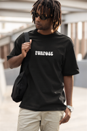 Created With a Purpose Half Sleeve Black Oversized T-Shirt for Men by Hello Swanky