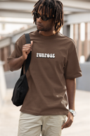 Created With a Purpose Half Sleeve Brown Oversized T-Shirt for Men by Hello Swanky