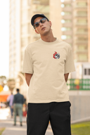 Dice Hello Swanky Half Sleeve Beige Oversized T-Shirt for Men by Hello Swanky