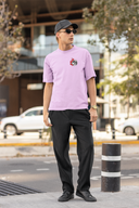 Dice Hello Swanky Half Sleeve Lavender Oversized T-Shirt for Men by Hello Swanky