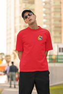 Dice Hello Swanky Half Sleeve Red Oversized T-Shirt for Men by Hello Swanky