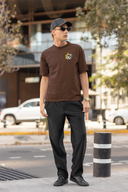 Dice Hello Swanky Half Sleeve Brown Oversized T-Shirt for Men by Hello Swanky