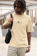 Mind Over Matter Half Sleeve Beige Oversized T-Shirt for Men by Hello Swanky