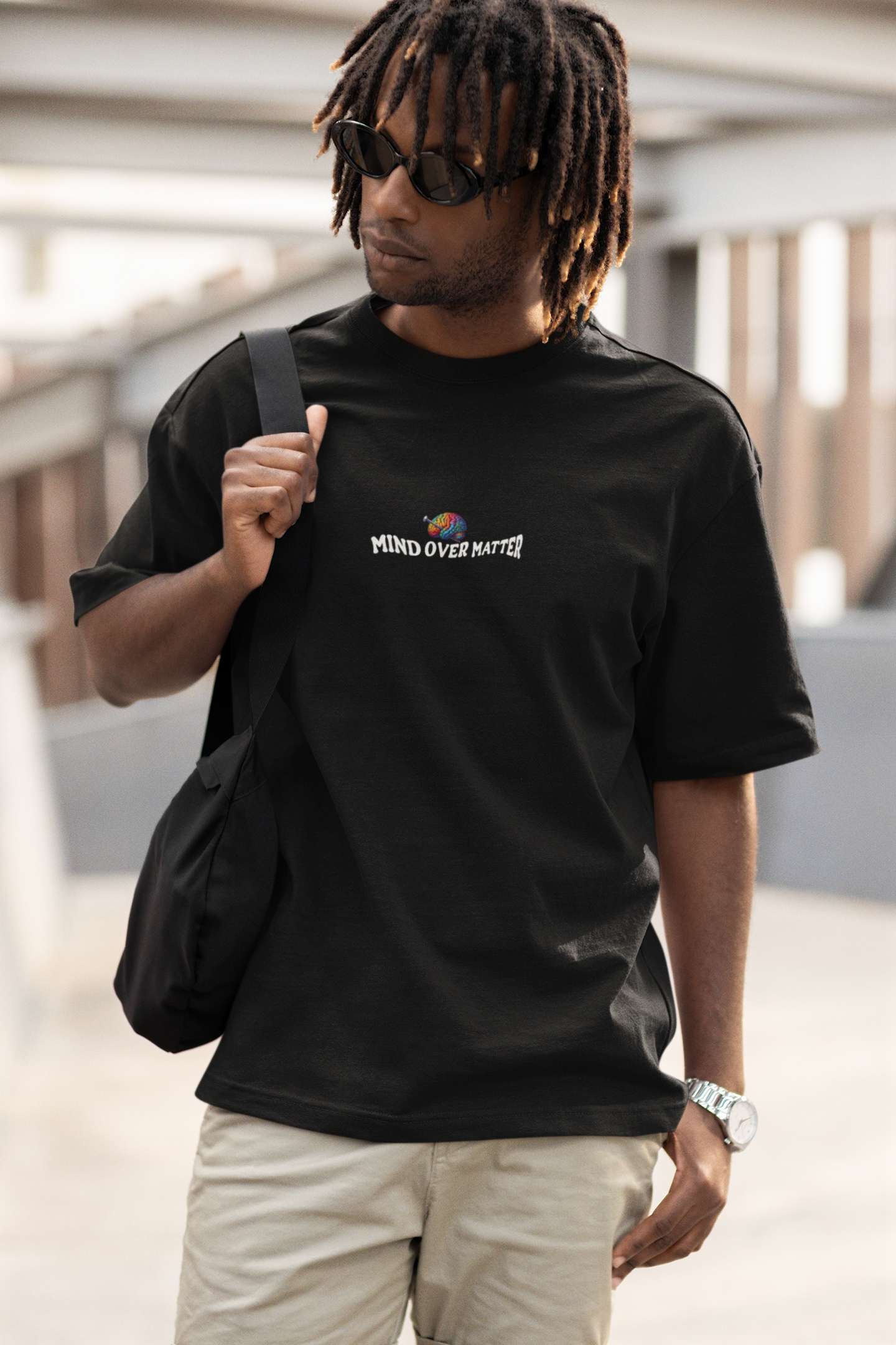 Mind Over Matter Unisex Black Oversized T-Shirt