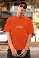 Old School Half Sleeve Orange Oversized T-Shirt for Men by Hello Swanky