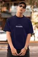 Old School Half Sleeve Navy Blue Oversized T-Shirt for Men by Hello Swanky