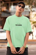 Old School Half Sleeve Saga Green Oversized T-Shirt for Men by Hello Swanky