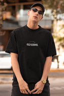 Old School Half Sleeve Black Oversized T-Shirt for Men by Hello Swanky