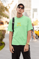 Renew Your Spirit Half Sleeve Saga Green Oversized T-Shirt for Men by Hello Swanky