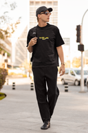Earth Sleeve Black Oversized T-Shirt for Men by Hello Swanky