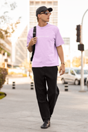 Medusa's Gaze Half Sleeve Lavender Oversized T-Shirt for Men by Hello Swanky