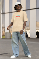 Eye Half Sleeve Beige Oversized T-Shirt for Men by Hello Swanky