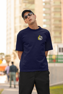 Dice Hello Swanky Half Sleeve Navy Blue Oversized T-Shirt for Men by Hello Swanky