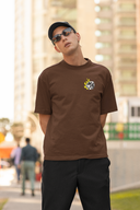 Dice Hello Swanky Half Sleeve Brown Oversized T-Shirt for Men by Hello Swanky