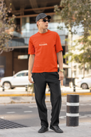 Old School Half Sleeve Orange Oversized T-Shirt for Men by Hello Swanky