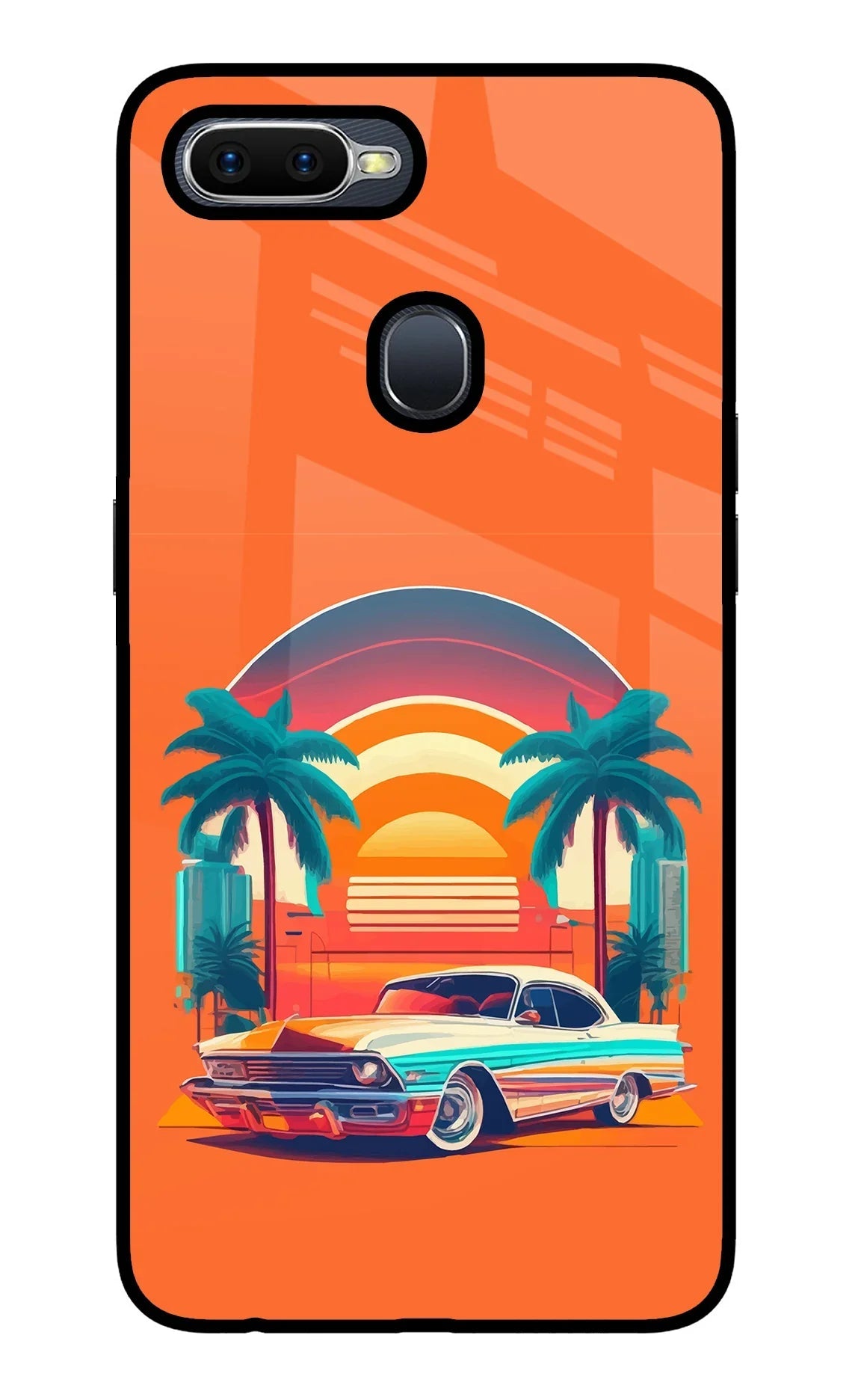 Palm Drive 80s Oppo F9/F9 Pro Glass Case