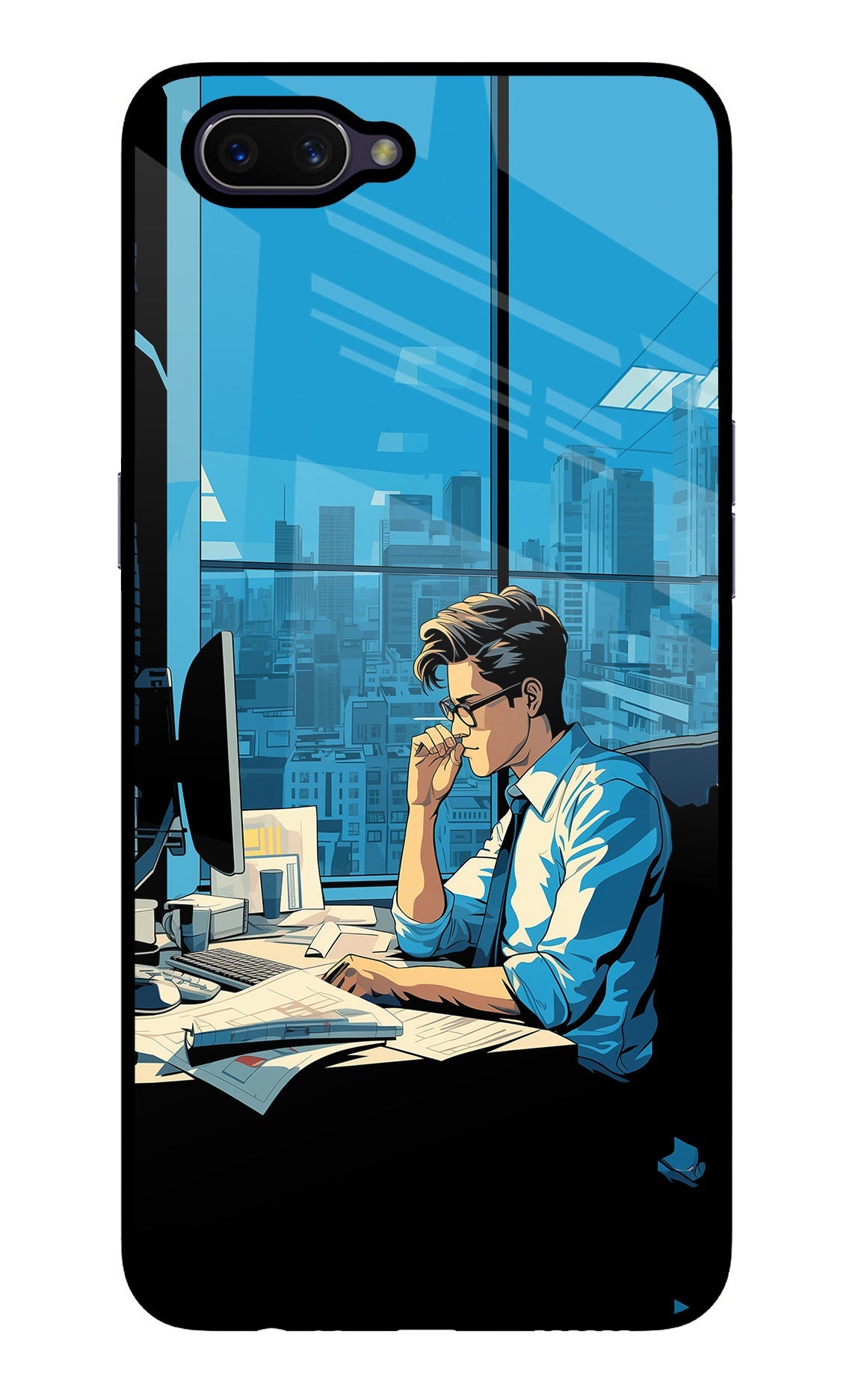 Focused Hustler (AI Generated) Oppo A3S Glass Case