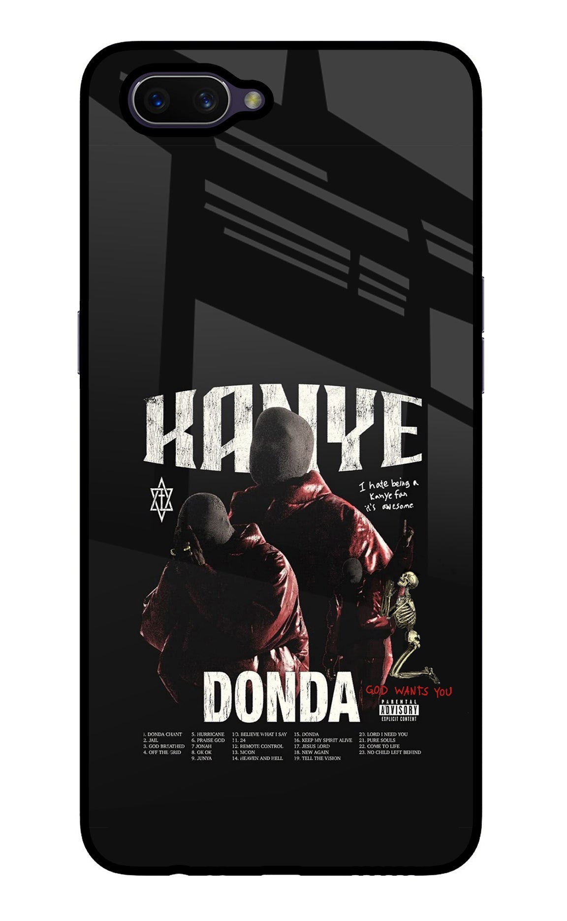 Donda Kanye West Oppo A3S Glass Case