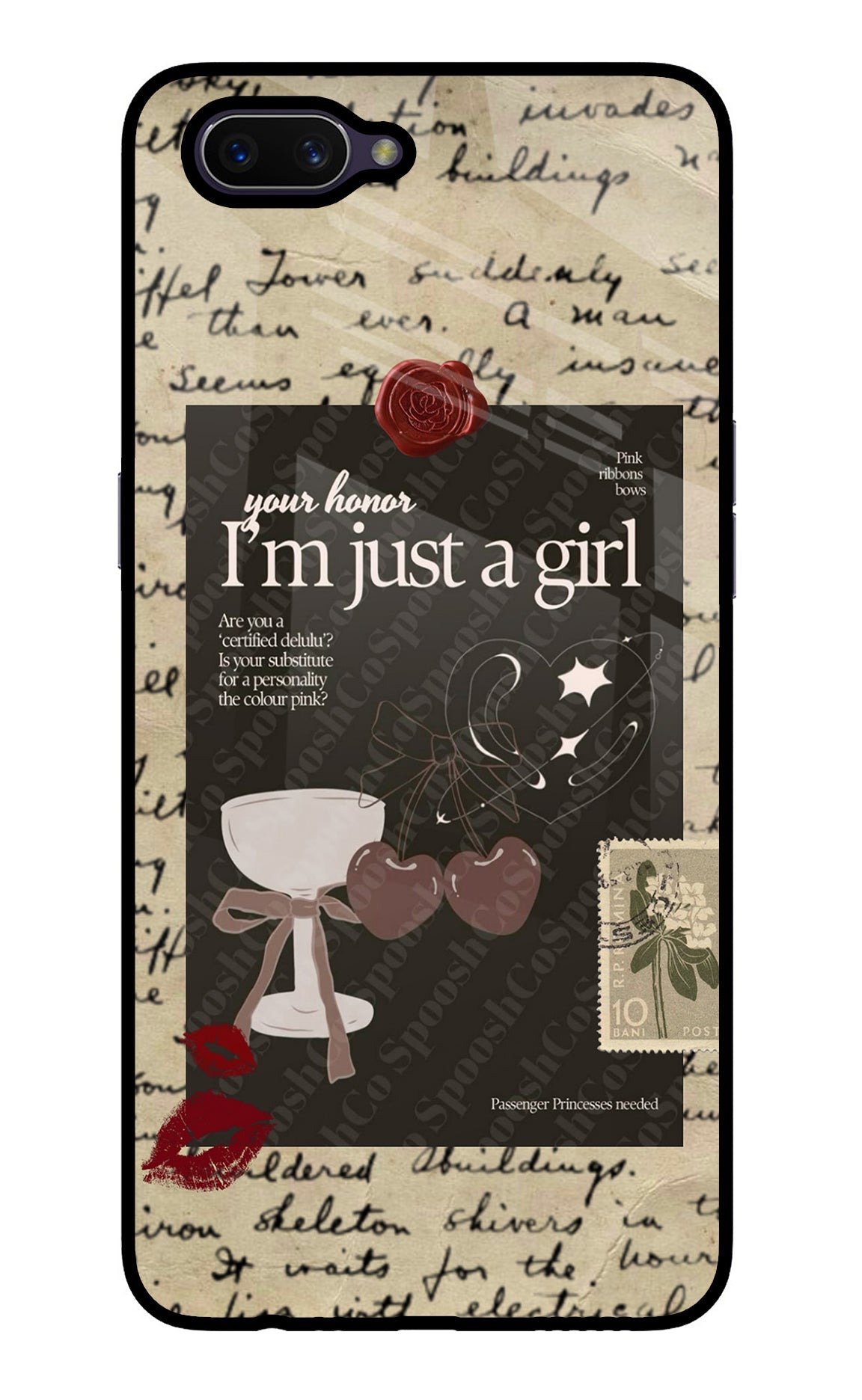 I am just a girl Oppo A3S Glass Case
