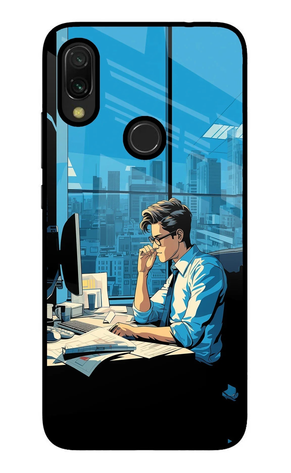 Focused Hustler (AI Generated) Redmi Y3 Glass Case
